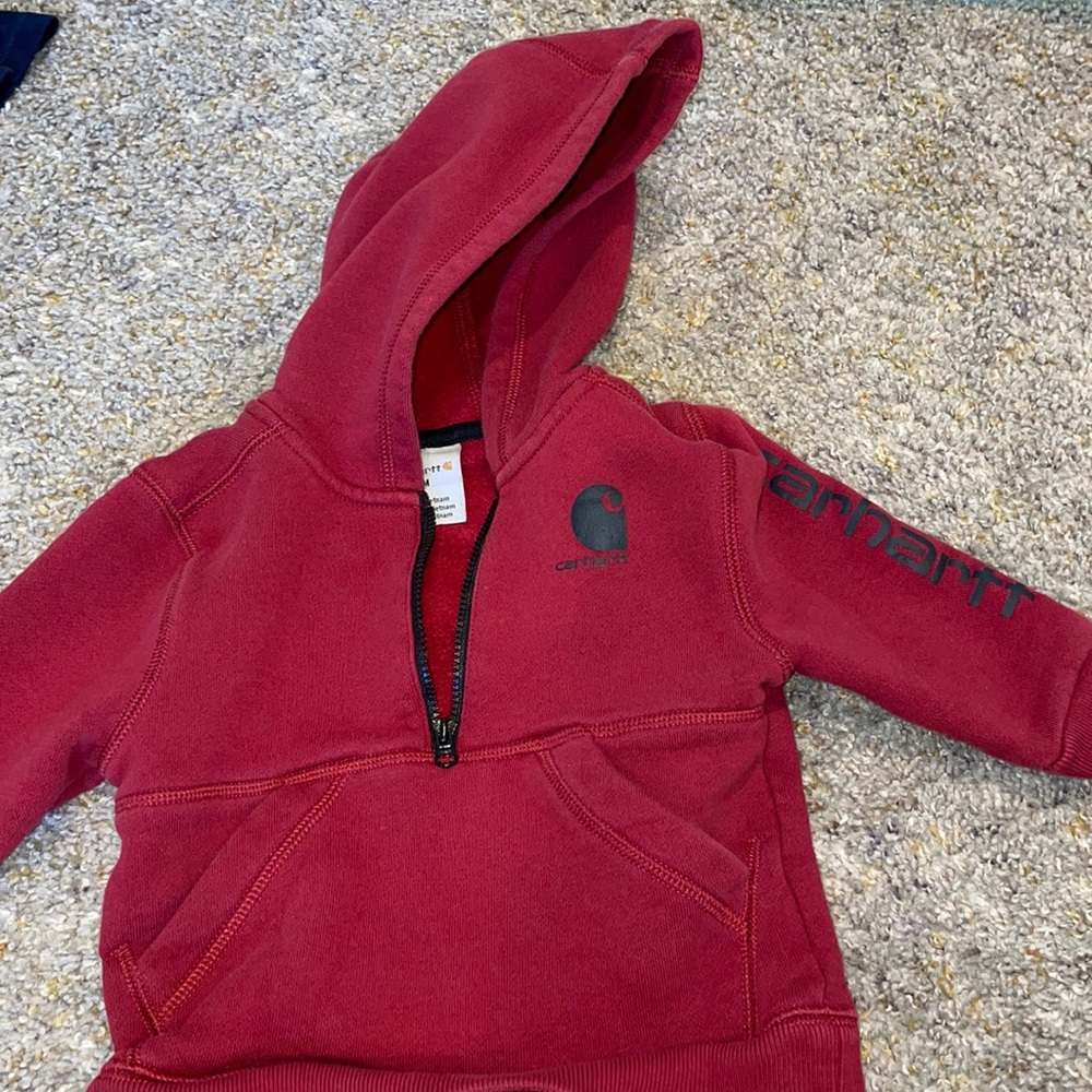 Red carhartt 1/2 zip hoodie